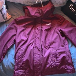Maroon Hollister All Weather Jacket. Size Large.
